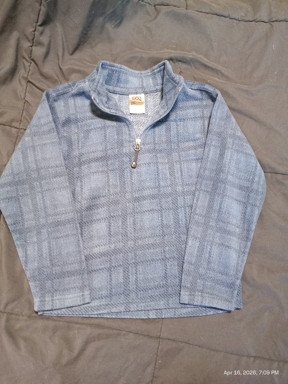 Avalanche Blue Plaid Quarter-Zip Kids Fleece Hoodie